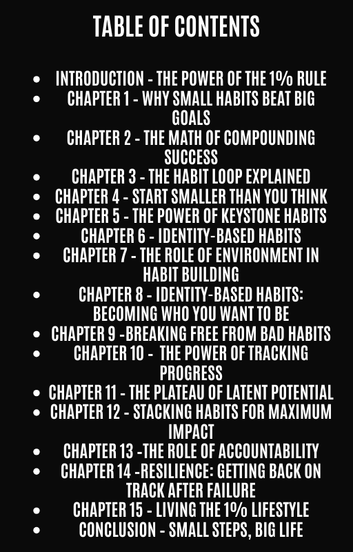The 1% Rule: Small Habits, Big Results - How to Transform Your Life Through Tiny, Daily Changes